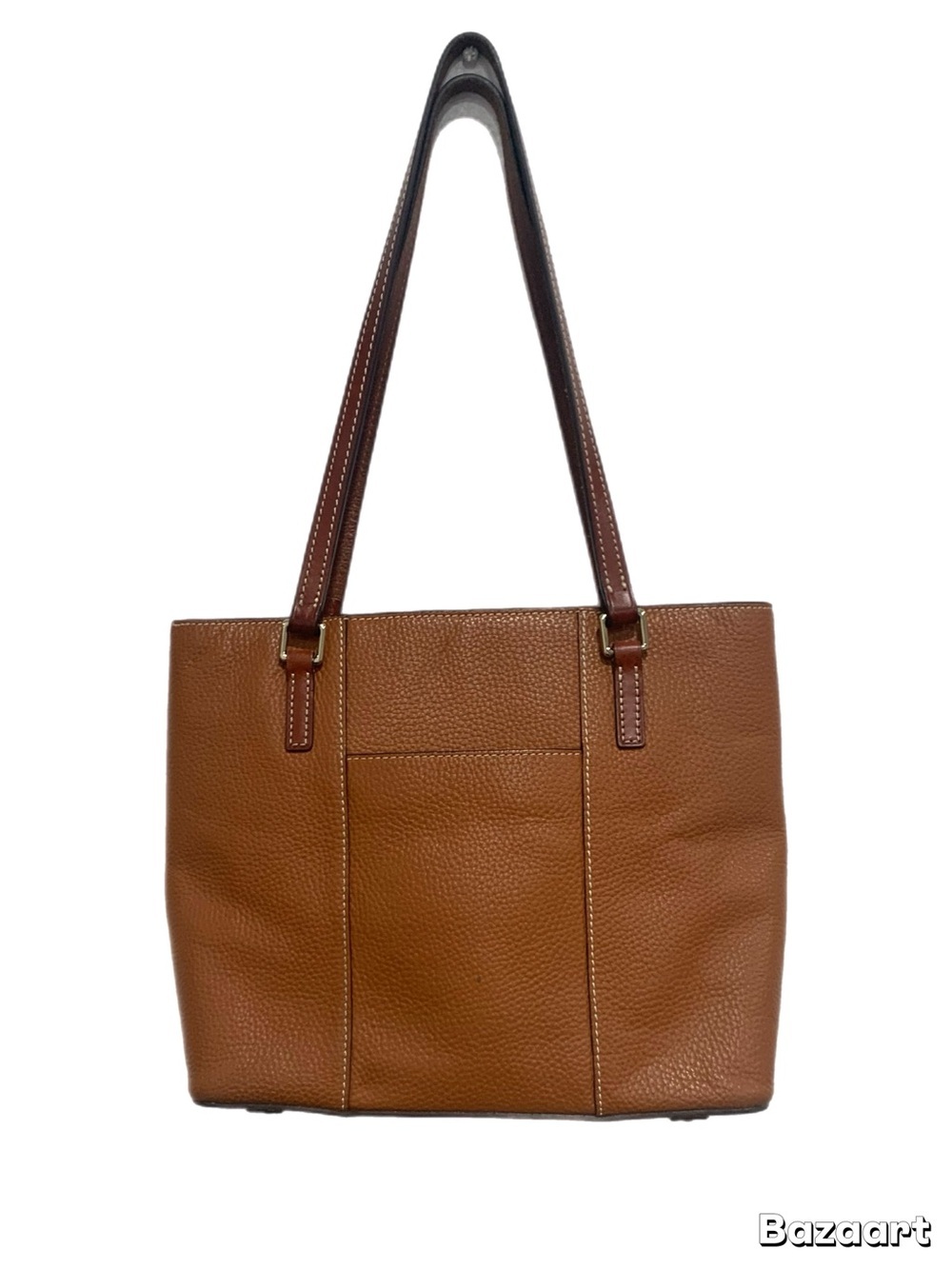 Dooney & Bourke Tan Brown Pebbled Leather Tote with Gold Plaque - Picture 2 of 7
